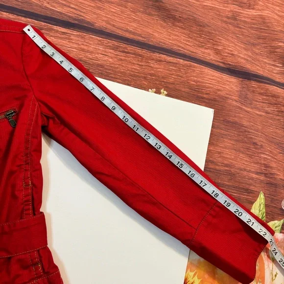 CAbi Red Belted Zip Front Utility Jacket Small - Picture 9 of 13